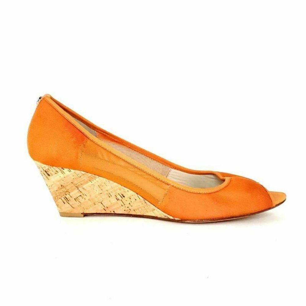 Donald J Pliner Pumps Orange Leather Cork Wedge 10